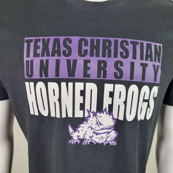 Team 47 Black Cotton and Polyester Blend TCU Horned Frogs T-Shirt‎ Size L - Picture 2 of 8